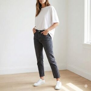 Aritzia Women's Straight Leg Jeans - Dark Gray